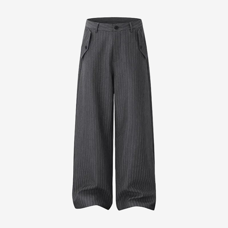 Gray Straight Leg Suit Trousers