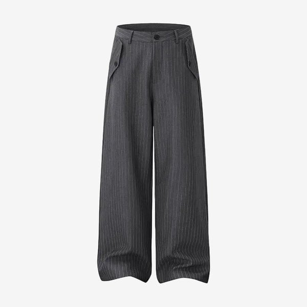 Gray Straight Leg Suit Trousers
