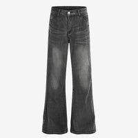 Washed micro flared denim
