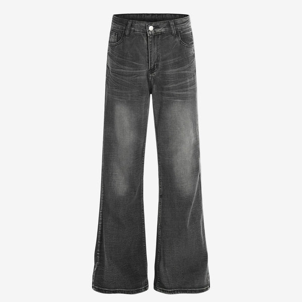 Washed micro flared denim