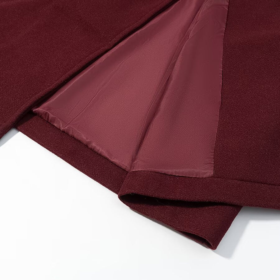 Burgundy buttoned trench coat