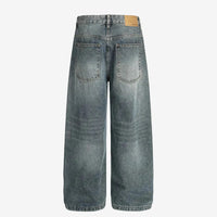 Blue washed wide leg denim