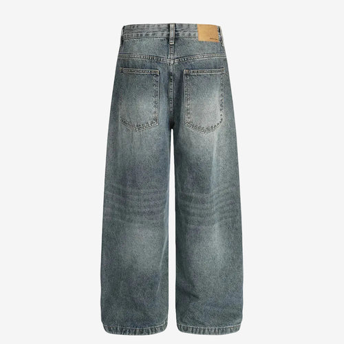 Blue washed wide leg denim