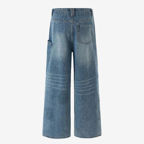 Blue Straight Leg Multi Pocket Denim