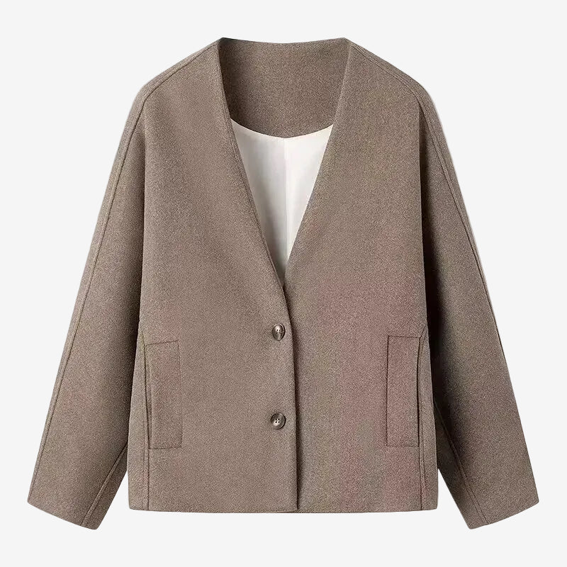 Camel vneck wool coat
