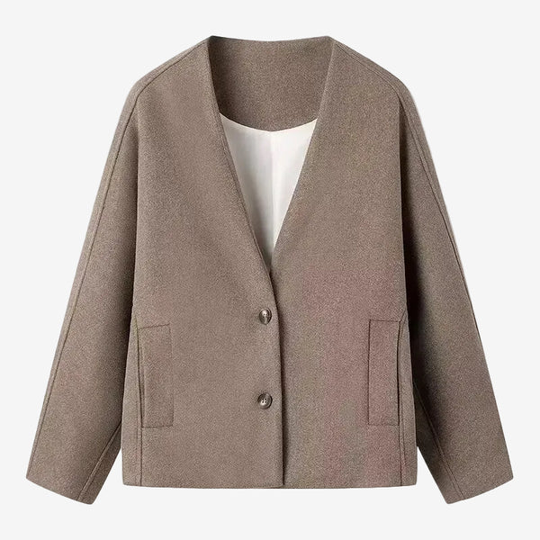 Camel vneck wool coat