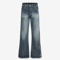 Washed micro flared denim
