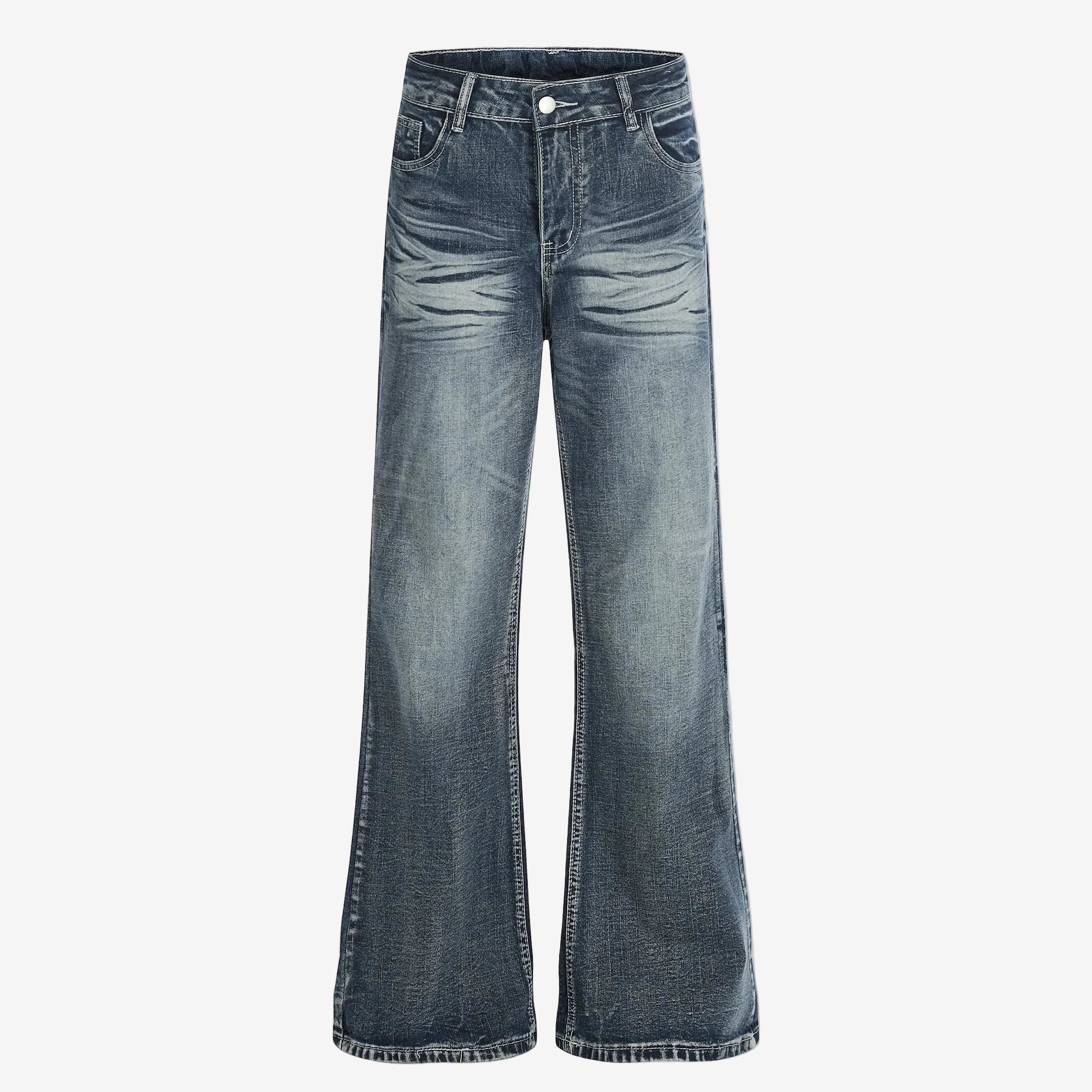 Washed micro flared denim