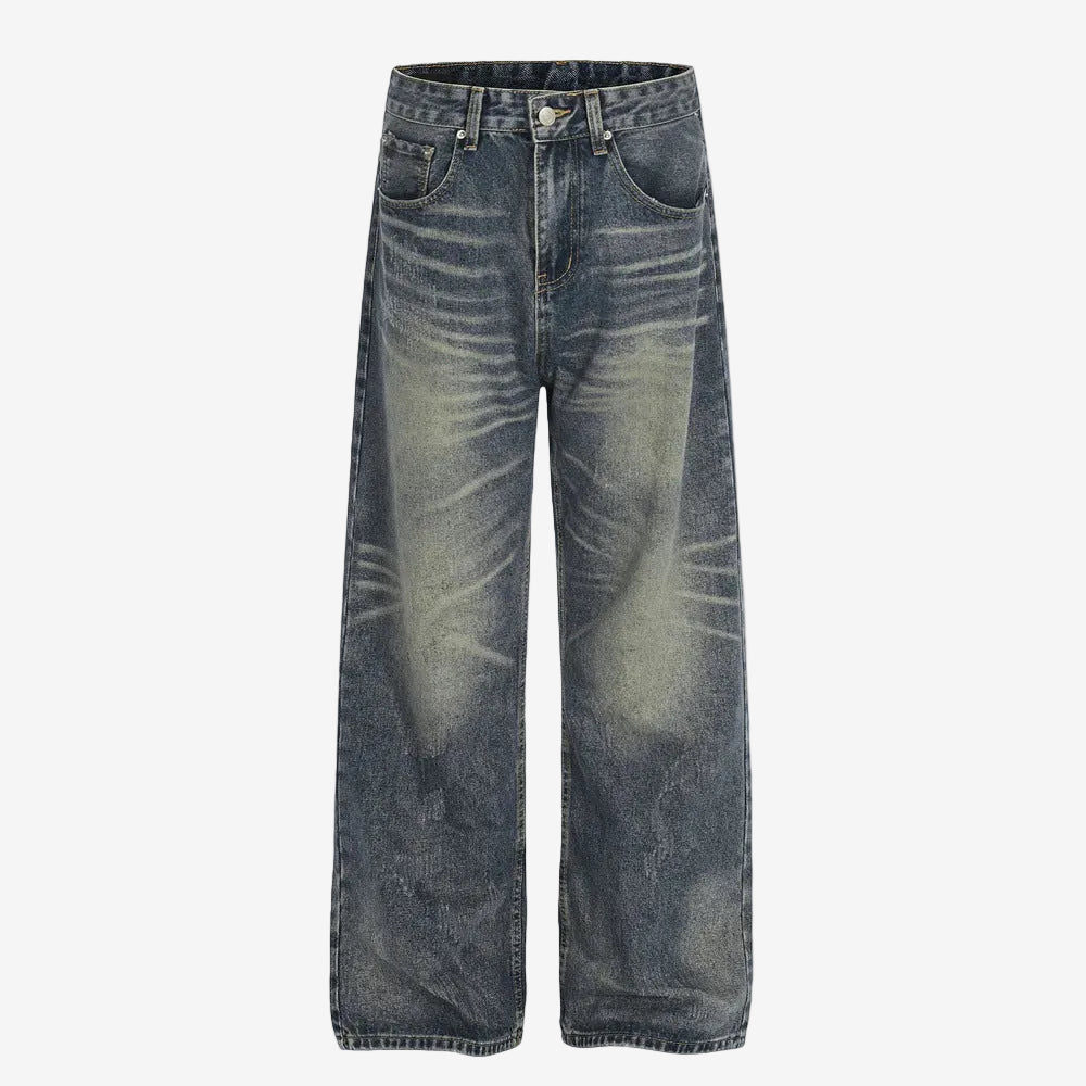 Dark Blue washed Straight Leg Baggy Denim