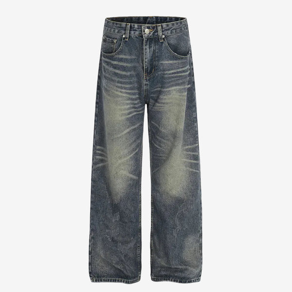 Dark Blue washed Straight Leg Baggy Denim