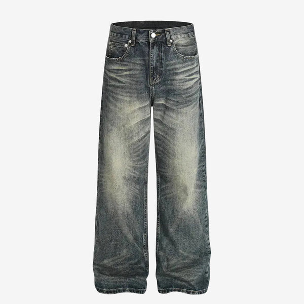 Navy Blue white washed Straight Leg Denim