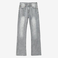Gray Washed Micro Flared Denim