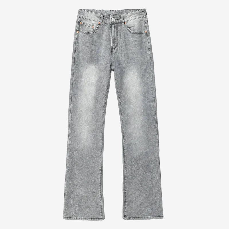 Gray Washed Micro Flared Denim