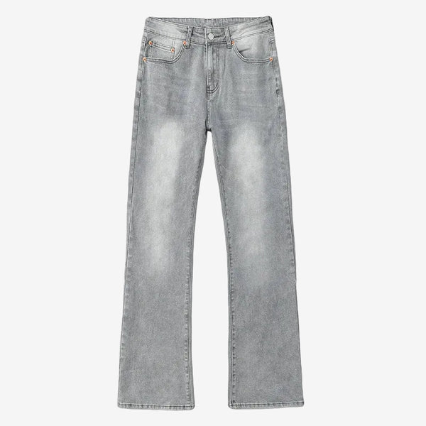 Gray Washed Micro Flared Denim