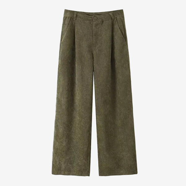 Olive corduroy straight leg pants