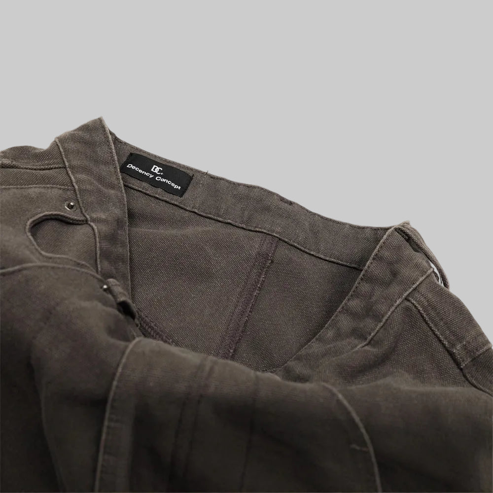 Brown Large Pocket Baggy Denim