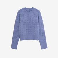 Blauer Blumenstrickpullover
