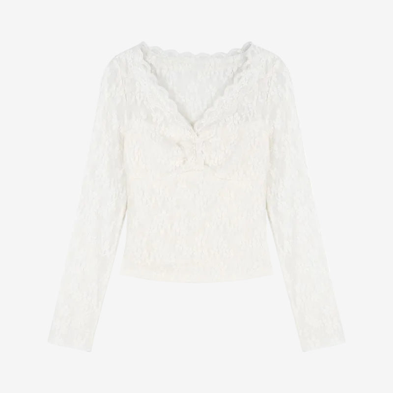 White V-neck top
