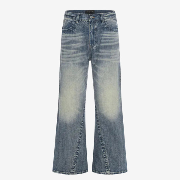 Blau ausgewaschener Micro-Flared-Denim