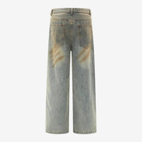 Braune Jeans mit geradem Bein, Waschung