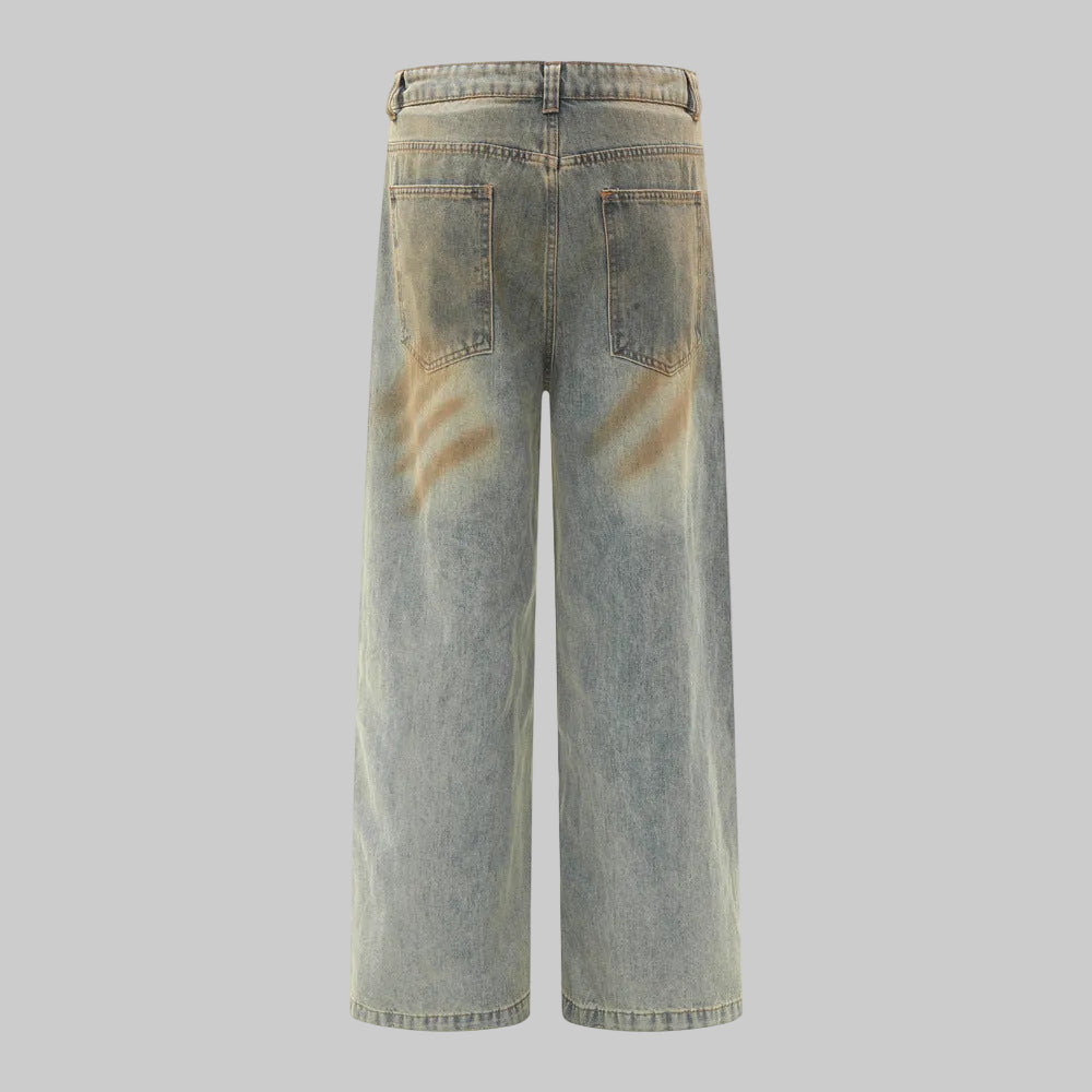 Brown washed straight Leg Denim