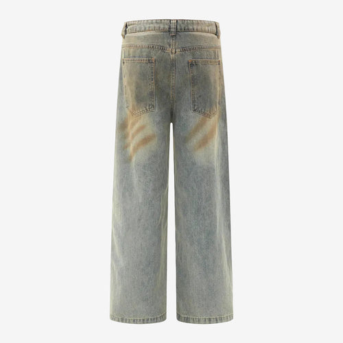 Braune Jeans mit geradem Bein, Waschung
