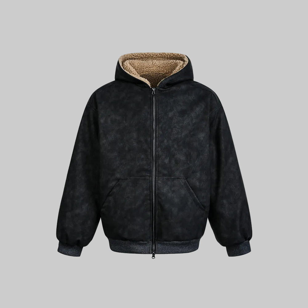 Black reversible outerwear jacket