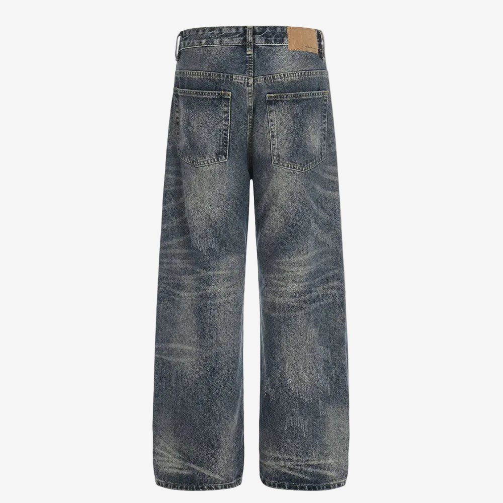 Dark Blue washed Straight Leg Baggy Denim