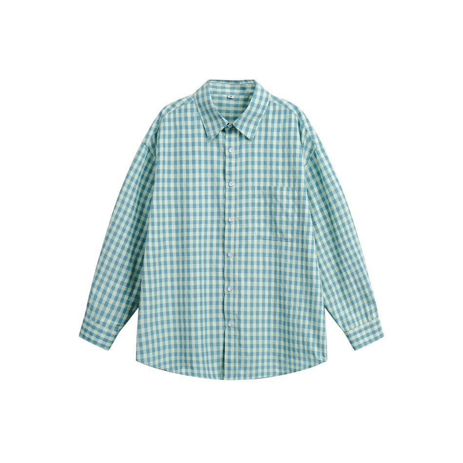Blue checkered long sleeved shirt