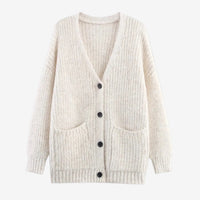Long sleeved knitted cardigan sweater