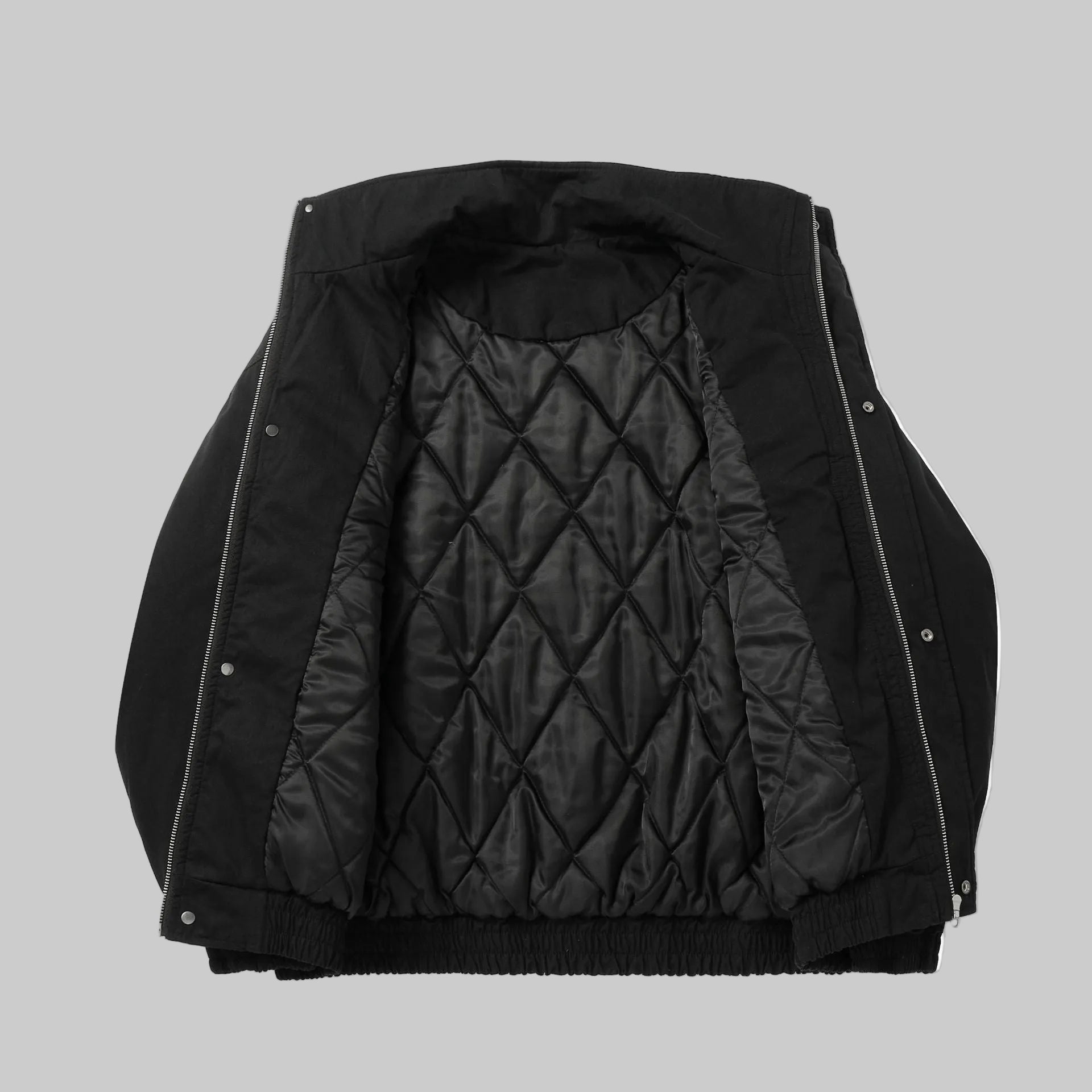 Black layered outerwear jacket