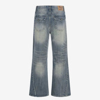 Blue washed micro flared denim
