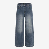Blue washed straight leg denim