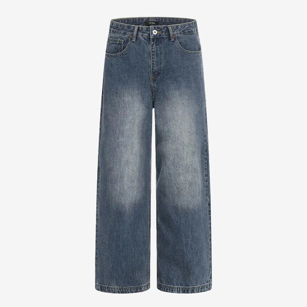 Blaue Jeans im Straight Leg Fit mit Used-Look