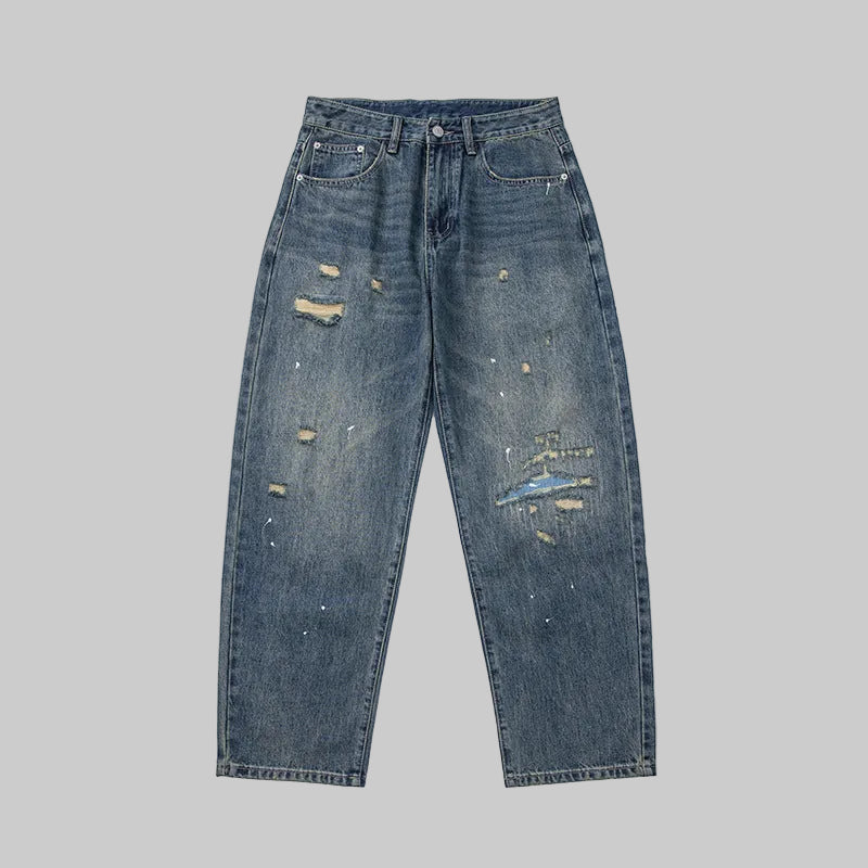 Blue Distressed workwear Denim