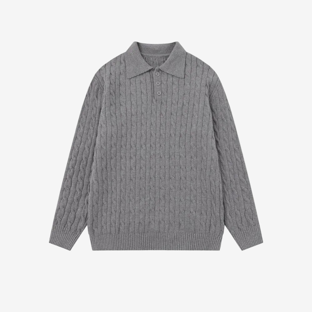 Gerippter Polopullover