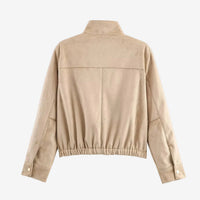 Khakifarbene Jacke aus Wildlederimitat