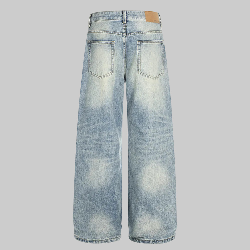 Blue Distressed Baggy Denim