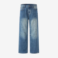 Jeans mit geradem Bein und Waschung
