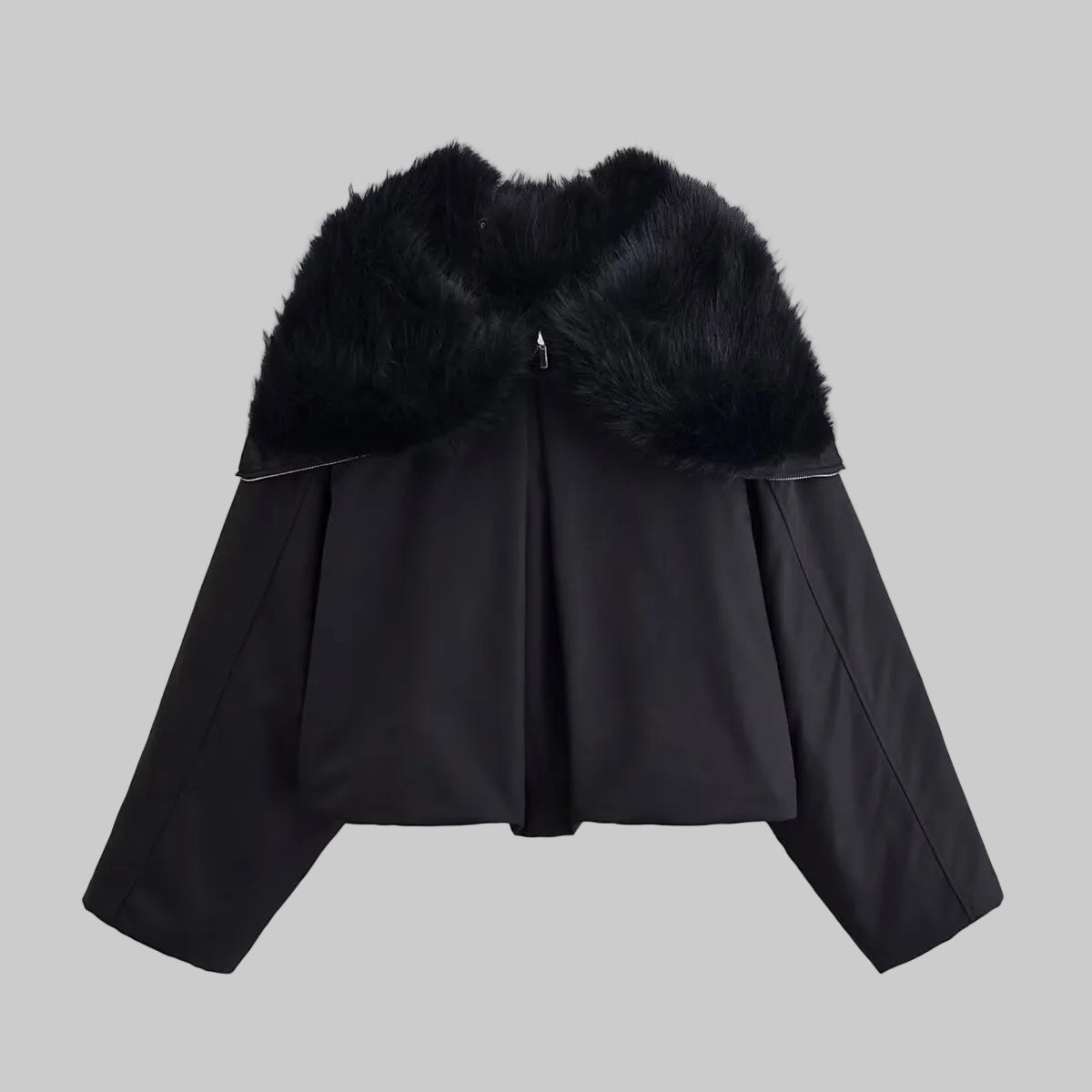 Black Hooded Fur jacket