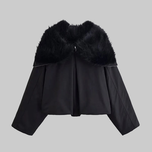 Black Hooded Fur jacket