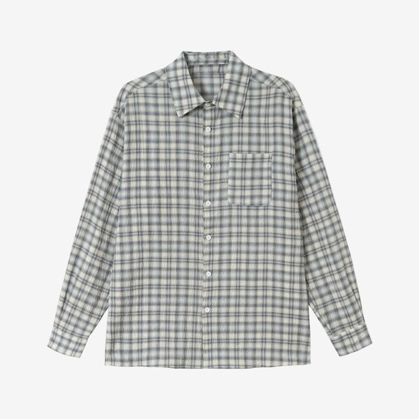 Long sleeve grid polo shirt