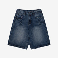 Black denim shorts