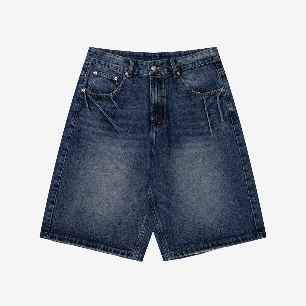 Black denim shorts