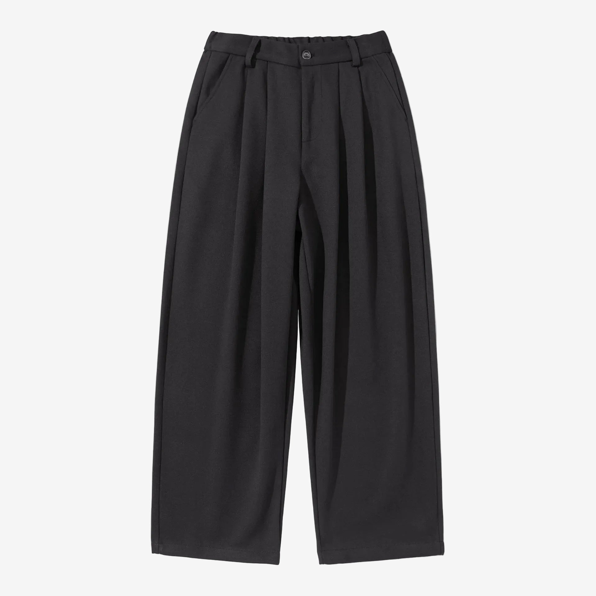 Double Pleat Wool Straight Leg Trousers