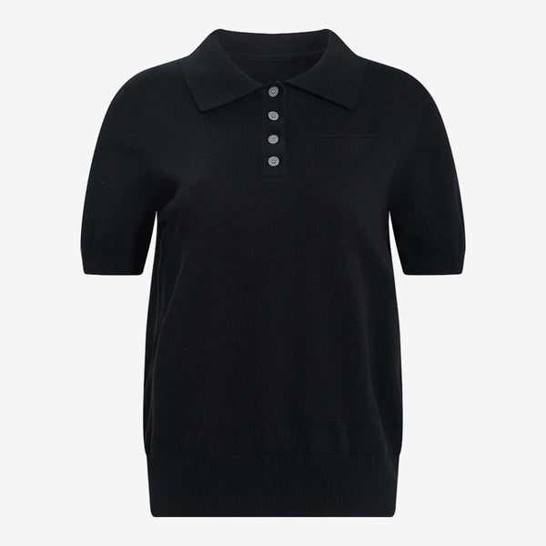 Short sleeve turn down collar sweater