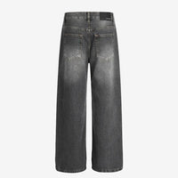 Grau ausgewaschene Straight Leg Jeans