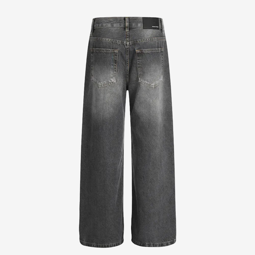 Gray Washed Straight Leg Denim