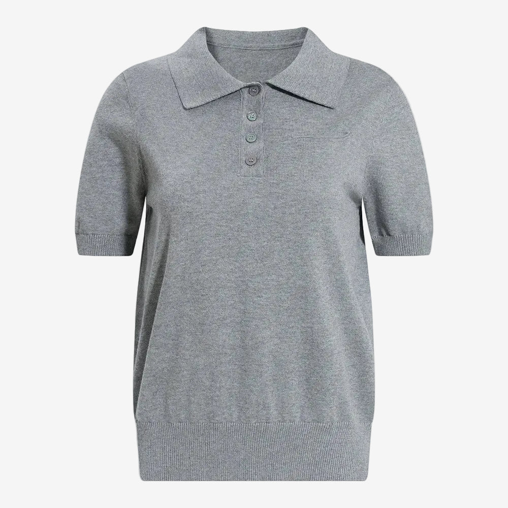 Kurzarm-Pullover mit Umlegekragen