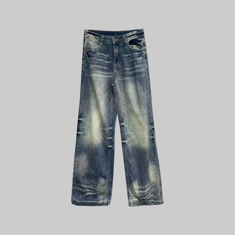 Blue washed straight leg denim